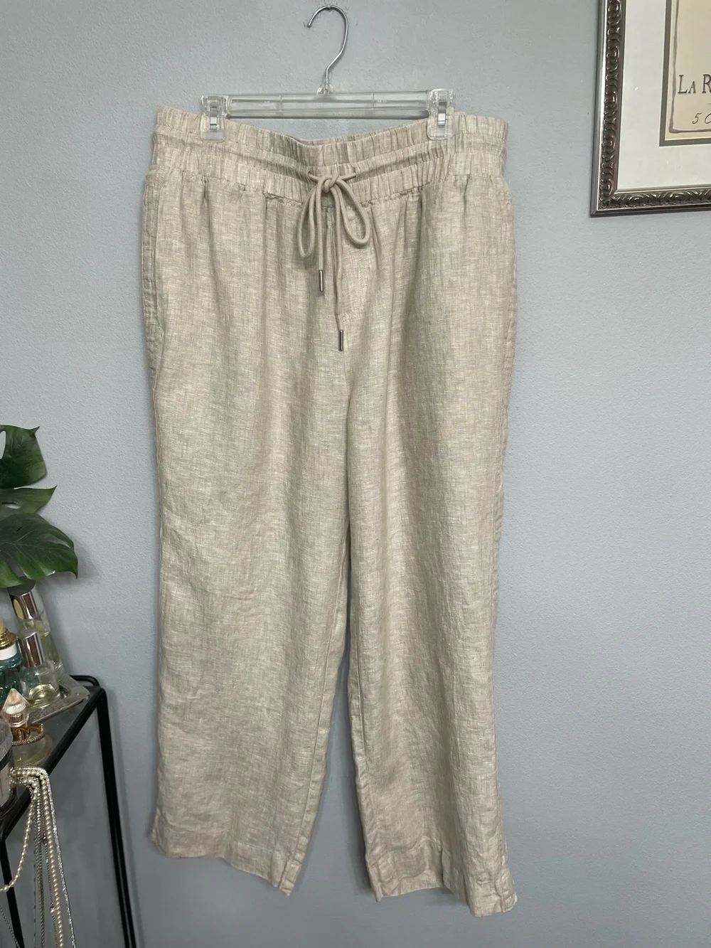 NWOT Quince European Linen Wide-Leg Drawstring Pants Flax XL